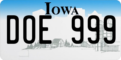 IA license plate DOE999