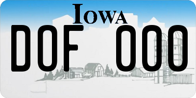 IA license plate DOF000
