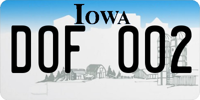 IA license plate DOF002