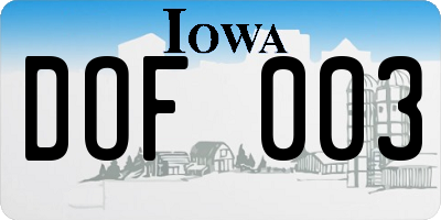 IA license plate DOF003