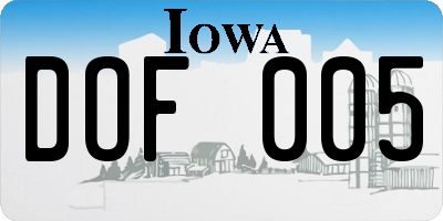 IA license plate DOF005