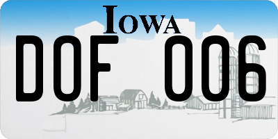 IA license plate DOF006
