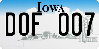 IA license plate DOF007