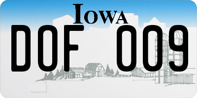 IA license plate DOF009