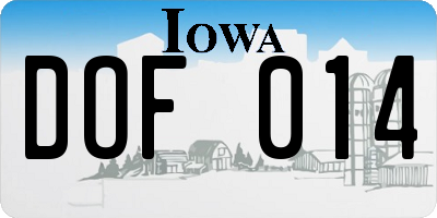 IA license plate DOF014