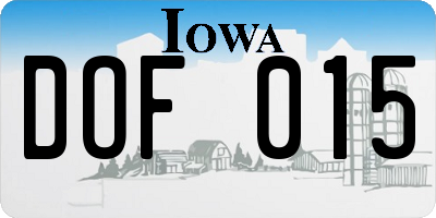 IA license plate DOF015