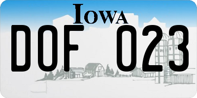 IA license plate DOF023