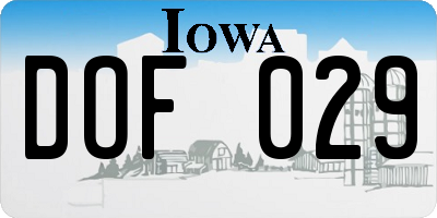 IA license plate DOF029