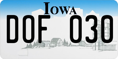IA license plate DOF030