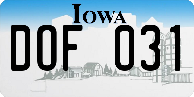 IA license plate DOF031