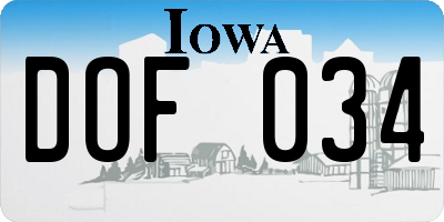 IA license plate DOF034