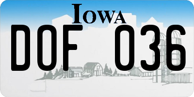 IA license plate DOF036