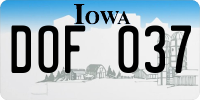 IA license plate DOF037