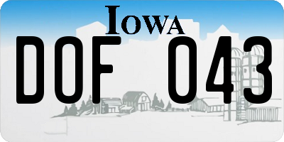 IA license plate DOF043