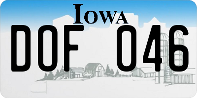 IA license plate DOF046