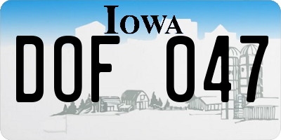 IA license plate DOF047