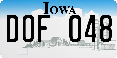 IA license plate DOF048