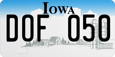 IA license plate DOF050