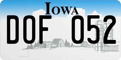 IA license plate DOF052