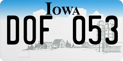 IA license plate DOF053