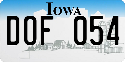 IA license plate DOF054