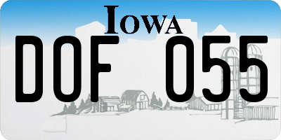 IA license plate DOF055