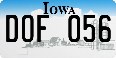 IA license plate DOF056