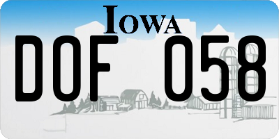 IA license plate DOF058