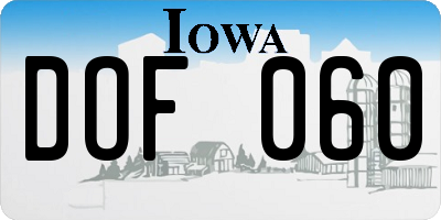 IA license plate DOF060