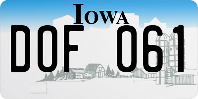IA license plate DOF061