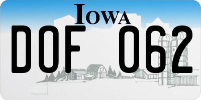 IA license plate DOF062