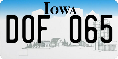 IA license plate DOF065