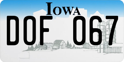 IA license plate DOF067