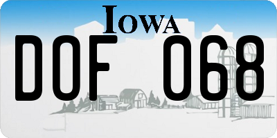 IA license plate DOF068