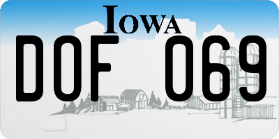 IA license plate DOF069