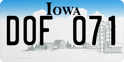 IA license plate DOF071