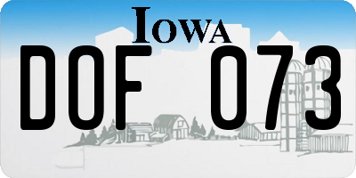 IA license plate DOF073