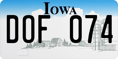 IA license plate DOF074