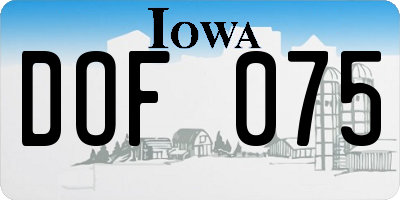 IA license plate DOF075
