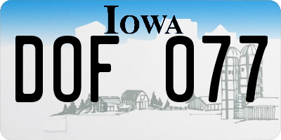 IA license plate DOF077