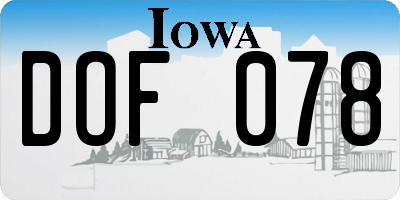 IA license plate DOF078