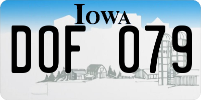 IA license plate DOF079