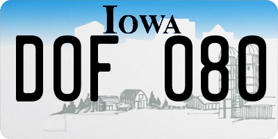 IA license plate DOF080