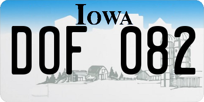 IA license plate DOF082