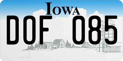 IA license plate DOF085