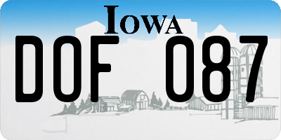 IA license plate DOF087