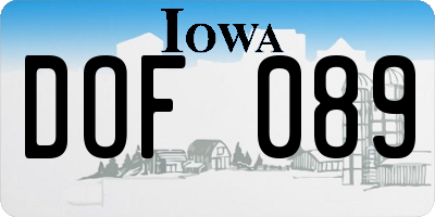 IA license plate DOF089
