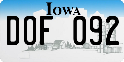 IA license plate DOF092