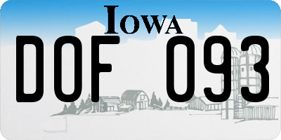 IA license plate DOF093