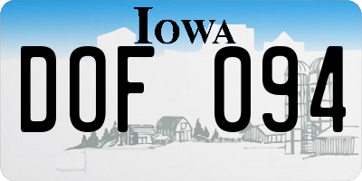 IA license plate DOF094